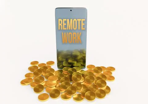 Remote Work title on modern smartphone screen Stockillustratie