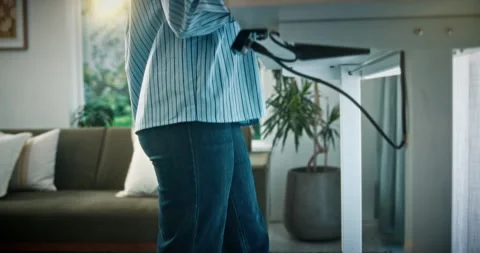 Remote work, treadmill and woman on laptop for video call for meeting, interview Stock Footage 330162927