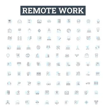 Remote work vector line icons set. Remote, Work, Telecommuting, Teleworking イラスト素材