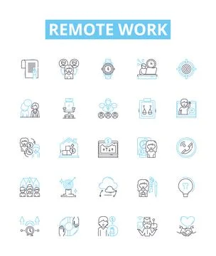 Remote work vector line icons set. Remote, Work, Telecommuting, Teleworking イラスト素材