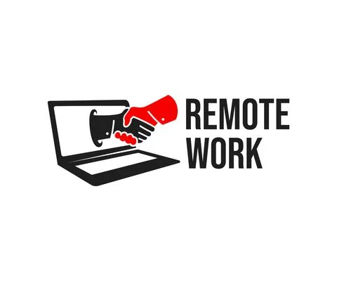 Remote work, video chat and online conference, logo design Stock Illustration