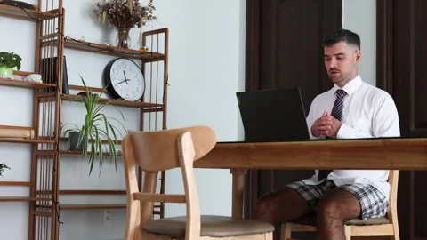Remote work video conference in shorts. Stock Footage 311149455