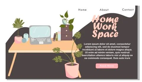 Remote Work Website Landing Page. Work Distant on Laptop. Employee Working at Stock Illustration
