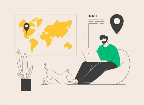 Remote worker abstract concept vector illustration. Stock Illustration