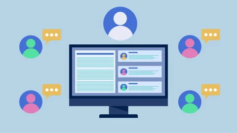 Remote worker with computer screen concept 2d animation with alpha matte Stock Footage 335732773