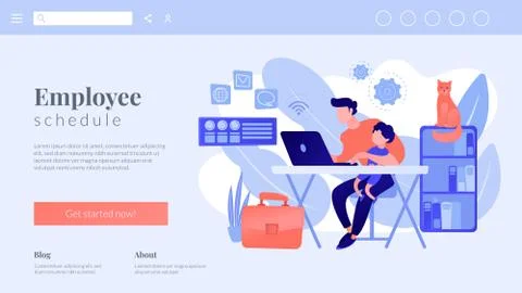 Remote worker concept landing page Stock Illustration