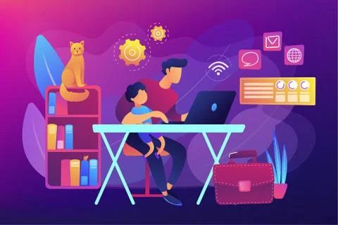 Remote worker concept vector illustration Stock Illustration