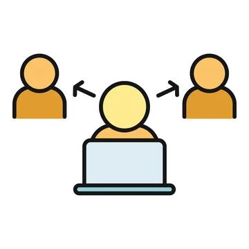 Remote worker connecting with people using a laptop Ilustração Stock