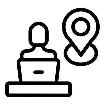 Remote worker with location pin icon Stockillustratie