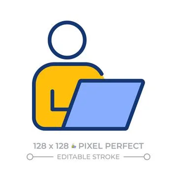 Remote worker pixel perfect line color icon Stock-Illustration