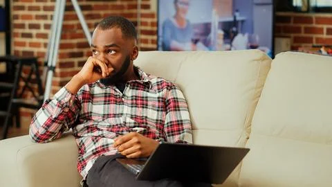 Remote worker struggling for solutions 스톡 사진