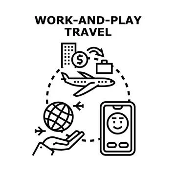 Remote worker traveling enjoying work life balance Stock Illustration