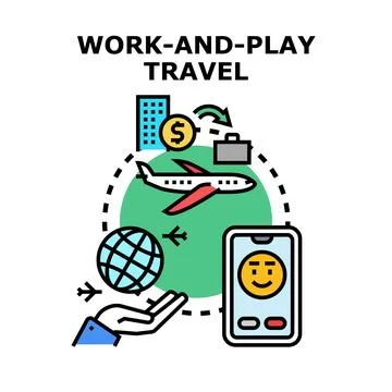 Remote worker traveling enjoying work life balance Stock Illustration