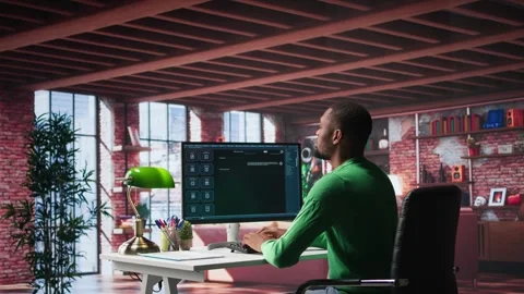 Remote worker uses conversational AI bot to help solve daily tasks Vidéo 309113888