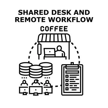 Remote workflow and shared desk concept イラスト素材