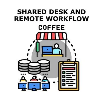 Remote workflow and shared desk concept イラスト素材