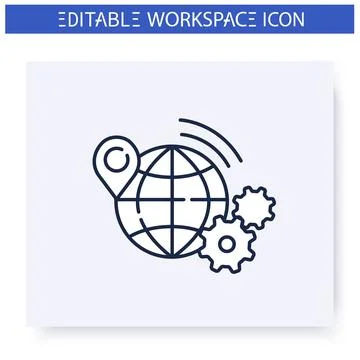Remote workflow line icon. Editable illustration Illustrazione stock