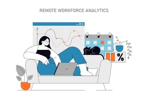 Remote Workforce Analytics concept Vector illustration Stock Illustration