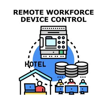 Remote workforce device control providing digital workplace access 스톡 일러스트