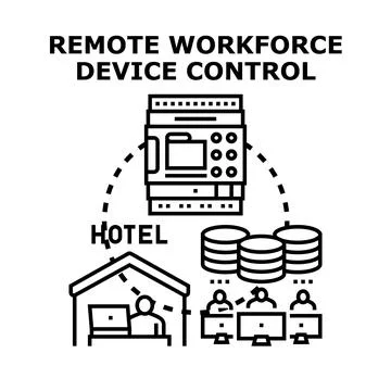 Remote workforce device control providing digital workplace access Illustrazione stock