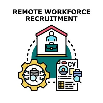 Remote workforce recruitment and hiring process concept Stock Illustration