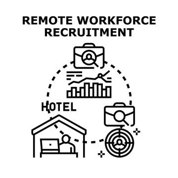 Remote workforce recruitment strategy for global talent search Stock Illustration