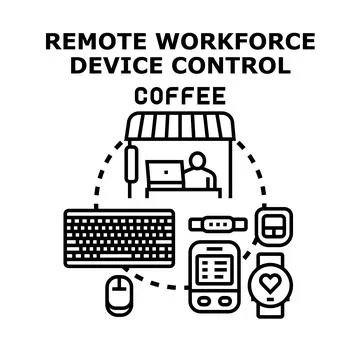 Remote workforce using controlled devices for work イラスト素材