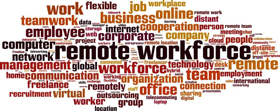 Remote workforce word cloud Illustrazione stock