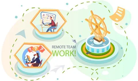 Remote working and networks. Professional business teleworkers connecting online Illustrazione stock
