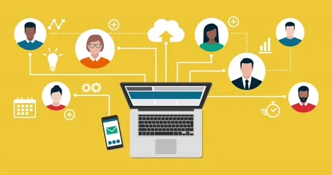 Remote working and virtual business team Stock Footage 134515807