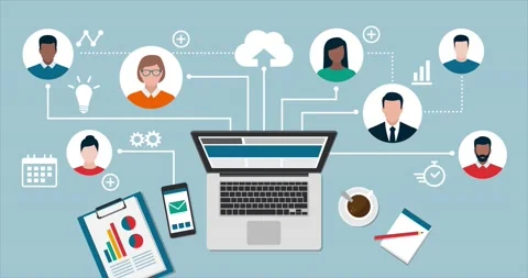 Remote working and virtual business team Stock Footage 134515814