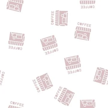 Remote working in cafeteria glyph seamless pattern Stock Illustration