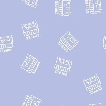 Remote working in cafeteria line seamless pattern Stock Illustration