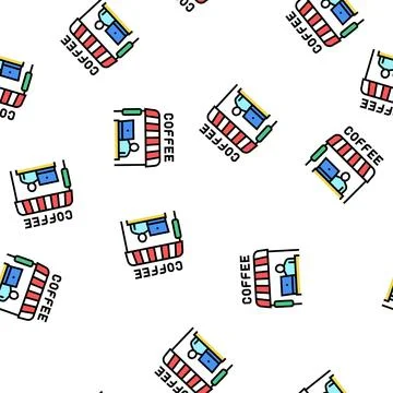 Remote working in cafeteria vector seamless pattern Stock Illustration