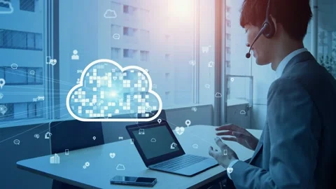 Remote working concept. Cloud computing. Home automation. Internet of Things. Co Video stock 147568949