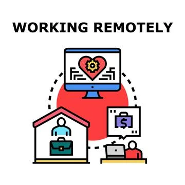 Remote working concept connecting home office and online employment Stock Illustration