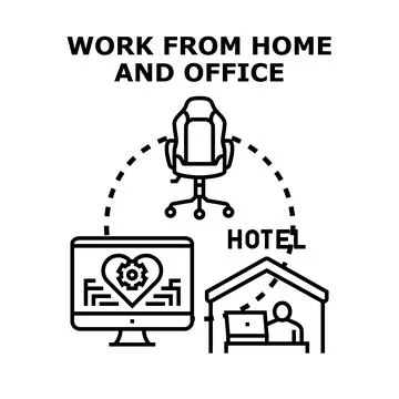 Remote working concept with different work locations Stock Illustration