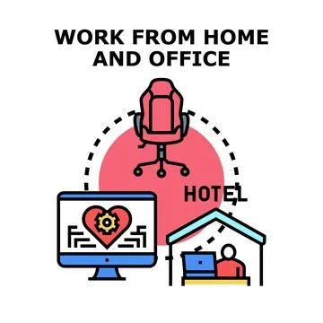 Remote working concept with different work locations イラスト素材