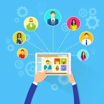 Remote Working Concept Internet Tablet Computer Manager イラスト素材