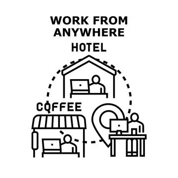 Remote working concept with people in different locations Stock Illustration