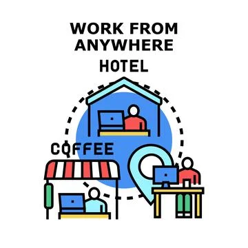 Remote working concept with people in different locations Stock Illustration