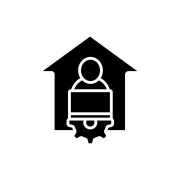 Remote working glyph icon 库存插图