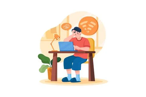 Remote Working Illustration concept. Flat illustration isolated on white back Stock Illustration