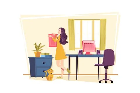 Remote working Illustration concept on white background Stock Illustration