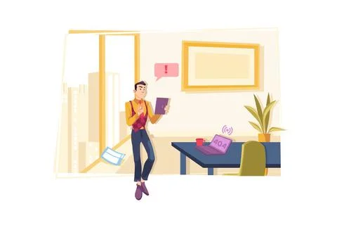 Remote working Illustration concept on white background Stock Illustration