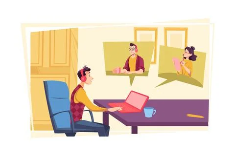 Remote working Illustration concept on white background Stock Illustration
