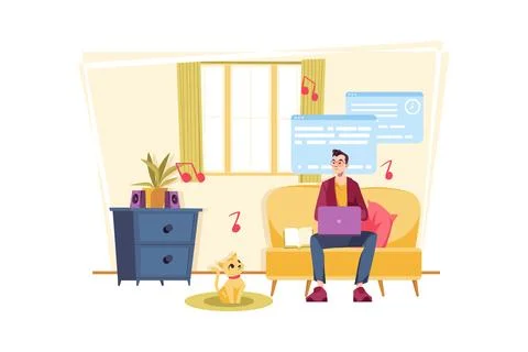 Remote working Illustration concept on white background Stock Illustration