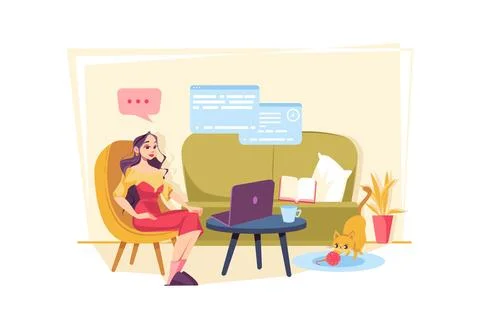 Remote working Illustration concept on white background Stock Illustration