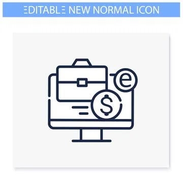 Remote working line icon. Editable illustration Illustrazione stock