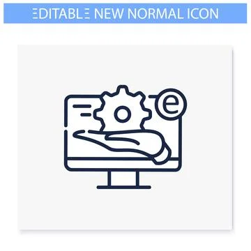 Remote working line icon. Editable illustration Illustrazione stock